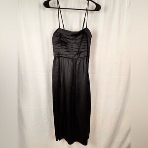 Women’s Abercrombie & Fitch Emerson Midi Black Satin Dress - Size Medium - NWOT